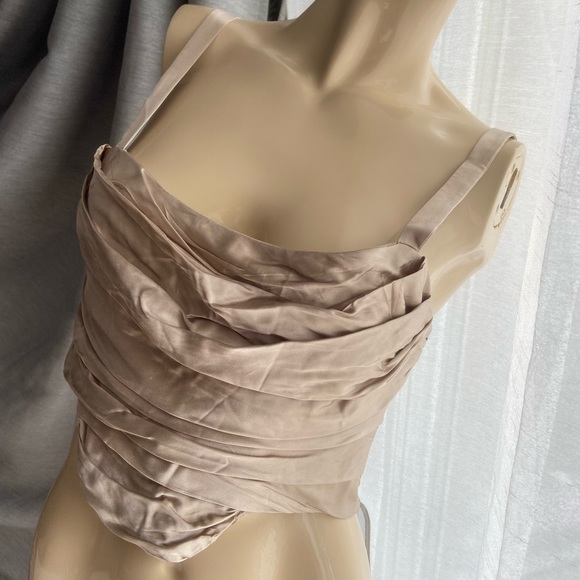 Zara Medium metallic gold structure crop top - loose strap - Picture 2 of 13